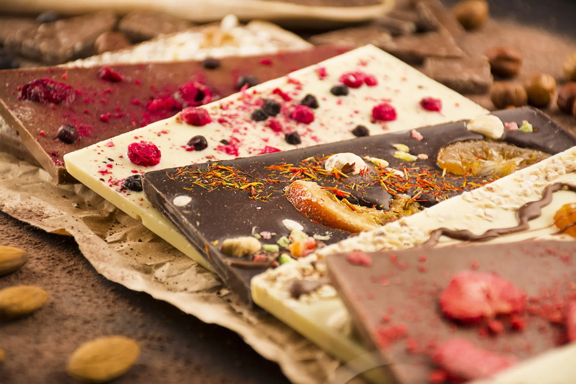 Homemade dark chocolate bars on a wooden board — My Ultimate Chocolate